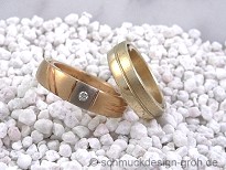 Trauringe Gold, für die Dame mit Brillant